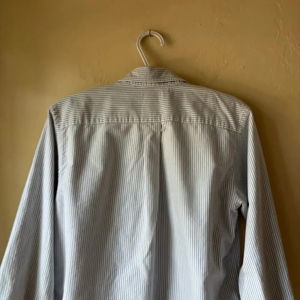 Ralph Lauren Boys Shirt Size 18 XL Blue White Striped Button Down Cotton Pony